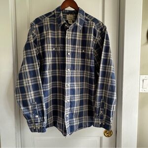 LLBean Men's XL Plaid Shirt Slightly Fitted Navy